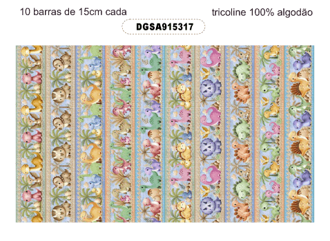 TECIDO TRICOLINE EXCLUSIVO 100% ALGODÃO - SONHOS E AVENTURAS - BARRADO INFANTIL - DGSA915317