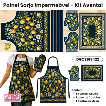 Tecido Painel Costura Criativa Kit Avental Sarja Impermeável 100% Algodão - CHARME SICILIANO DGCS913422