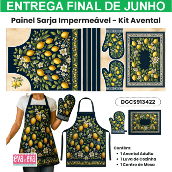 Tecido Painel Costura Criativa Kit Avental Sarja Impermeável 100% Algodão - CHARME SICILIANO DGCS913422