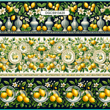 TECIDO TRICOLINE ESTAMPADO DIGITAL EXCLUSIVO 100% ALGODÃO- CHARME SICILIANO - BARRADO - DGCS913420