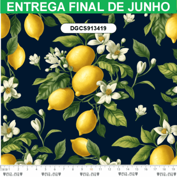 TECIDO TRICOLINE ESTAMPADO DIGITAL EXCLUSIVO 100% ALGODÃO- CHARME SICILIANO - FRUTA - DGCS913419