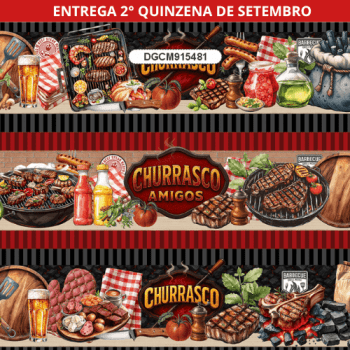 Tecido Tricoline 100% Algodão Barrado Churrasco Costura Criativa DIY - DGCM915481