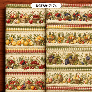 TECIDO TRICOLINE EXCLUSIVO 100% ALGODÃO - FEIRA DA FAZENDA - BARRADO DE FRUTAS -COSTURA CRIATIVA DIY- DGFA917174