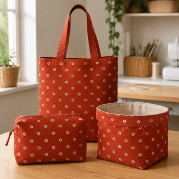 Tecido Tricoline Margaridas Vermelho Brick 100% Algodão – Feira da Fazenda DGFA917180
