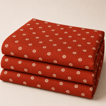 Tecido Tricoline Margaridas Vermelho Brick 100% Algodão – Feira da Fazenda DGFA917180