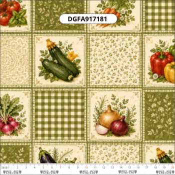 TECIDO TRICOLINE EXCLUSIVO 100% ALGODÃO - FEIRA DA FAZENDA - PATCHWORK DE LEGUMES -COSTURA CRIATIVA DIY- DGFA917181