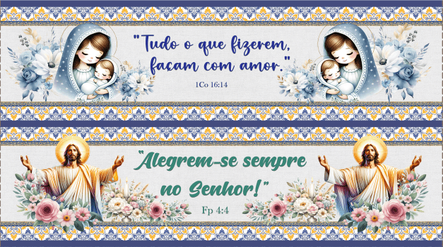 TECIDO TRICOLINE EXCLUSIVO 100% ALGODÃO - FRASES BÍBLICAS - BARRADO - DGFB916706