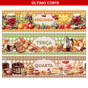 TECIDO TRICOLINE EXCLUSIVO 100% ALGODÃO - SEMANINHA NA COZINHA - BARRADO - DGSC918227