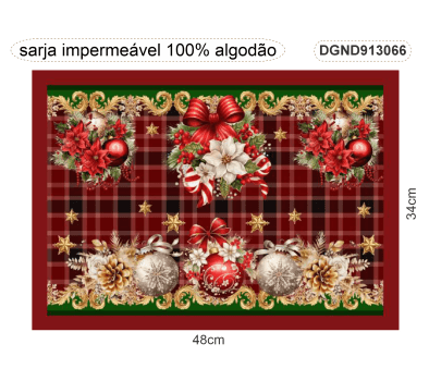 TECIDO SARJA IMPERMEAVEL ESTAMPADO EXCLUSIVO 100% ALGODÃO- NATAL DECOR -JOGO AMERICANO-DGND913066