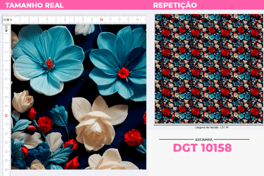 Tricoline 100% Algodão Estampa Digital 3D - Coleção Florais Apaixonantes: Tecidos de Alta Qualidade para Criações Únicas na Costura Criativa