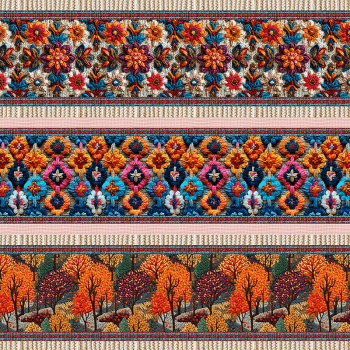 TECIDO TRICOLINE DIGITAL EXCLUSIVO 100% ALGODÃO- BORDADO E ARTE- BARRADO FLORAL -DGBA914094