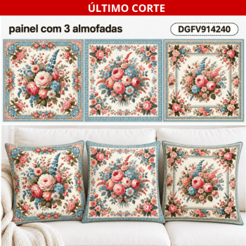 TECIDO TRICOLINE DIGITAL EXCLUSIVO 100% ALGODÃO- FLORES VINTAGE - CAPA DE ALMOFADA - DGFV914240 TECIDO TRICOLINE DIGITAL EXCLUSIVO 100% ALGODÃO- FLORES VINTAGE - CAPA DE ALMOFADA - DGFV914240