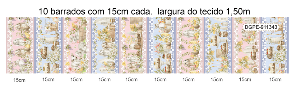 Tricoline 100% Algodão Estampa Digital - Coleção PÁSCOA ENCANTADA: Tecidos Mágicos para Costura Criativa