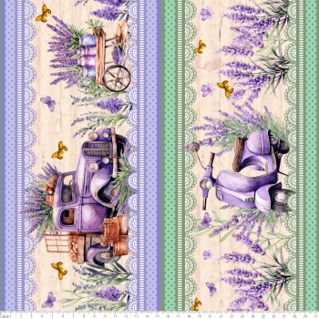 TECIDO TRICOLINE ESTAMPADO DIGITAL EXCLUSIVO 100% ALGODÃO - SIMPLESMENTE LAVANDA - BARRADO - DGSL911181