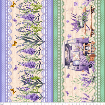 TECIDO TRICOLINE ESTAMPADO DIGITAL EXCLUSIVO 100% ALGODÃO - SIMPLESMENTE LAVANDA - BARRADO - DGSL911181