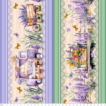 TECIDO TRICOLINE ESTAMPADO DIGITAL EXCLUSIVO 100% ALGODÃO - SIMPLESMENTE LAVANDA - BARRADO - DGSL911181