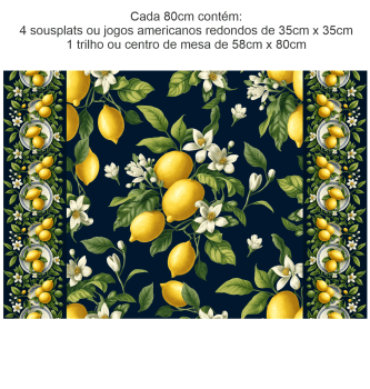 Explore a coleção Charme Siciliano com estampas elegantes de limões e flores. Ideal para costura criativa e decoração com sofisticação mediterrânea.