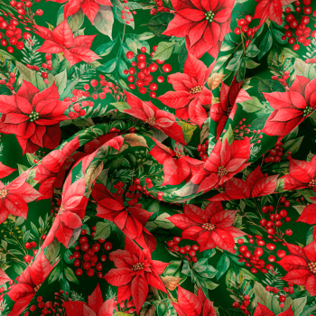 TECIDO TRICOLINE ESTAMPADO DIGITAL EXCLUSIVO 100% ALGODÃO - FLORES DE NATAL - DGFN913075