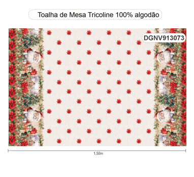 TECIDO TRICOLINE ESTAMPADO DIGITAL EXCLUSIVO 100% ALGODÃO - NOEL VINTAGE-TOALHA DE MESA-DGNV913073