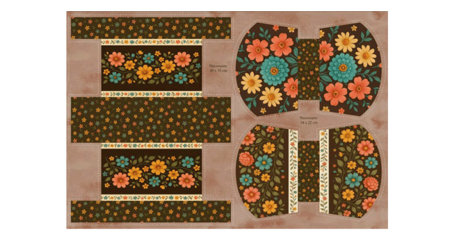 TECIDO SARJA IMPERMEAVEL EXCLUSIVO 100% ALGODÃO-CAMINHO DAS FLORES - FLORAL- NECESSAIRE -DGCF915308