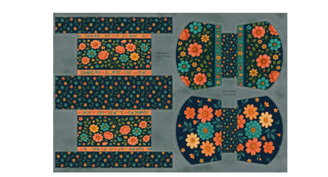 TECIDO SARJA IMPERMEAVEL EXCLUSIVO 100% ALGODÃO-CAMINHO DAS FLORES- FLORAL - NECESSAIRE -DGCF915309