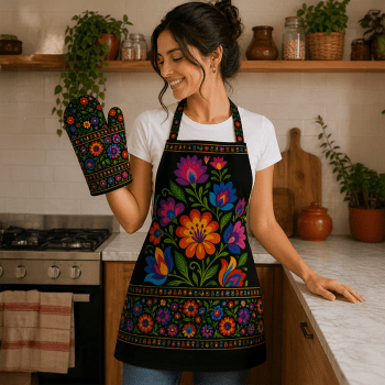 TECIDO SARJA IMPERMEAVEL EXCLUSIVO 100% ALGODÃO - FOLK GARDEN - AVENTAL FLORAL - DGFG915731