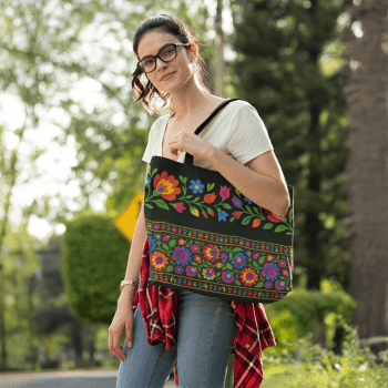 TECIDO SARJA IMPERMEAVEL EXCLUSIVO 100% ALGODÃO - FOLK GARDEN - BOLSA FLORAL - DGFG915733