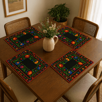 TECIDO SARJA IMPERMEAVEL EXCLUSIVO 100% ALGODÃO - FOLK GARDEN - JOGO AMERICANO FLORAL - DGFG915734