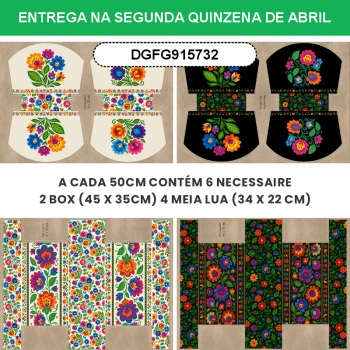 TECIDO SARJA IMPERMEAVEL EXCLUSIVO 100% ALGODÃO - FOLK GARDEN - NECESSAIRE FLORAL - DGFG915732 TECIDO SARJA IMPERMEAVEL EXCLUSIVO 100% ALGODÃO - FOLK GARDEN - NECESSAIRE FLORAL - DGFG915732