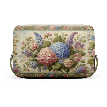 TECIDO SARJA IMPERMEAVEL EXCLUSIVO 100% ALGODÃO- HORTÊNSIAS E ROSAS - NECESSAIRE FLORAL -DGHR916697
