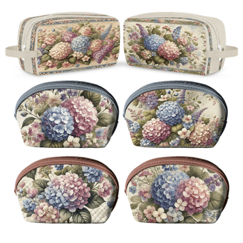 TECIDO SARJA IMPERMEAVEL EXCLUSIVO 100% ALGODÃO- HORTÊNSIAS E ROSAS - NECESSAIRE FLORAL -DGHR916697