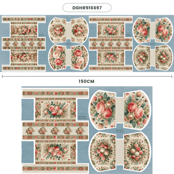 TECIDO SARJA IMPERMEAVEL EXCLUSIVO 100% ALGODÃO- HORTÊNSIAS E ROSAS - NECESSAIRE FLORAL -DGHR916698