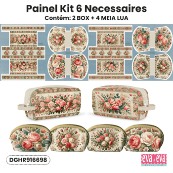 TECIDO SARJA IMPERMEAVEL EXCLUSIVO 100% ALGODÃO- HORTÊNSIAS E ROSAS - NECESSAIRE FLORAL -DGHR916698