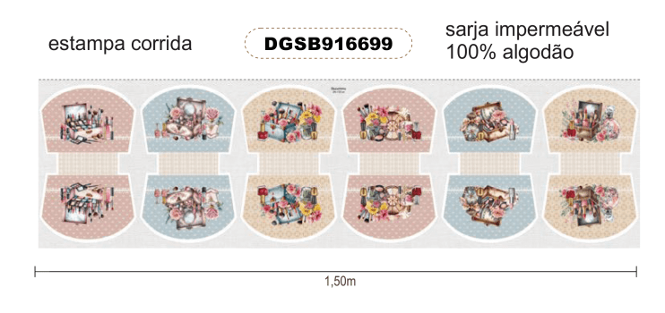 TECIDO SARJA IMPERMEAVEL EXCLUSIVO 100% ALGODÃO - STUDIO BELEZA - NECESSAIRE - DGSB916699
