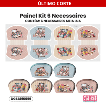 PAINEL EM TECIDO DE SARJA IMPERMEÁVEL 100% ALGODÃO COM 6 NECESSAIRES - STUDIO BELEZA DGSB916699