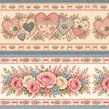 TECIDO TRICOLINE EXCLUSIVO 100% ALGODÃO - ATELIÊ DO AMOR - BARRADO FLORAL - DGAA916640