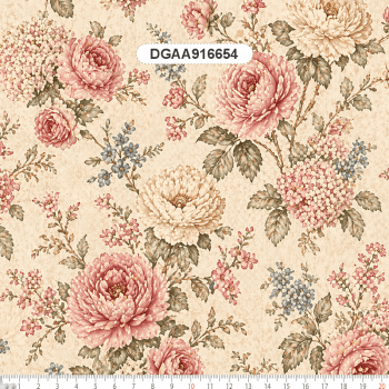 TECIDO TRICOLINE EXCLUSIVO 100% ALGODÃO - ATELIÊ DO AMOR - FLORAL BEGE - DGAA916654 TECIDO TRICOLINE EXCLUSIVO 100% ALGODÃO - ATELIÊ DO AMOR - FLORAL BEGE - DGAA916654