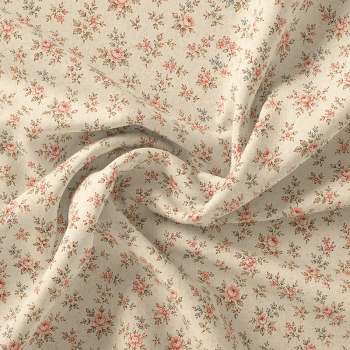 TECIDO TRICOLINE EXCLUSIVO 100% ALGODÃO - ATELIÊ DO AMOR - FLORAL MIUDO BEGE - DGAA916655 TECIDO TRICOLINE EXCLUSIVO 100% ALGODÃO - ATELIÊ DO AMOR - FLORAL MIUDO BEGE - DGAA916655