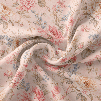 TECIDO TRICOLINE EXCLUSIVO 100% ALGODÃO - ATELIÊ DO AMOR - FLORAL ROSA ANTIGO - DGAA916656