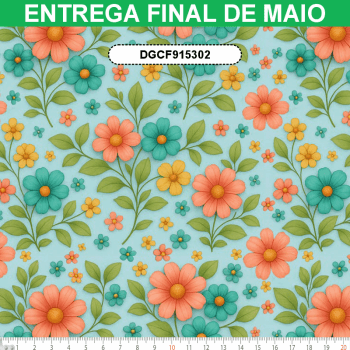 TECIDO TRICOLINE EXCLUSIVO 100% ALGODÃO - CAMINHO DAS FLORES - FLORAL - DGCF915302