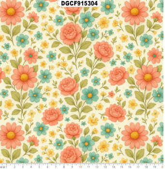 TECIDO TRICOLINE EXCLUSIVO 100% ALGODÃO - CAMINHO DAS FLORES - FLORAL - DGCF915304