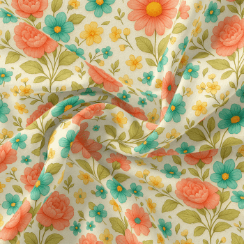 TECIDO TRICOLINE EXCLUSIVO 100% ALGODÃO - CAMINHO DAS FLORES - FLORAL - DGCF915304