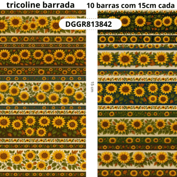 TECIDO TRICOLINE EXCLUSIVO 100% ALGODÃO - CAMPOS DE GIRASSOL - BARRADO - DGGR813842