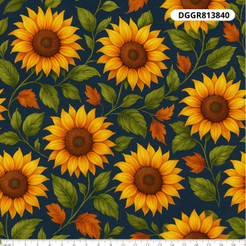 TECIDO TRICOLINE EXCLUSIVO 100% ALGODÃO - CAMPOS DE GIRASSOL - FLORAL - DGGR813840