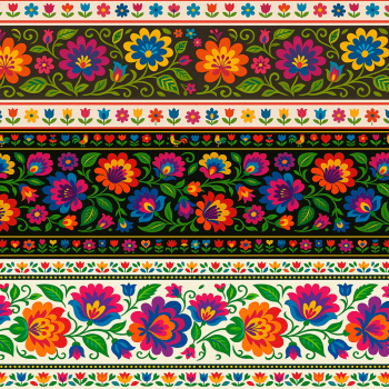 TECIDO TRICOLINE EXCLUSIVO 100% ALGODÃO - FOLK GARDEN - BARRADO FLORAL - DGFG915726