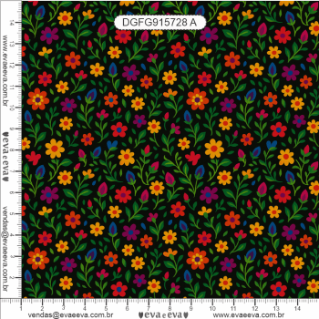 TECIDO TRICOLINE EXCLUSIVO 100% ALGODÃO - FOLK GARDEN - FLORAL - DGFG915728 TECIDO TRICOLINE EXCLUSIVO 100% ALGODÃO - FOLK GARDEN - FLORAL - DGFG915728