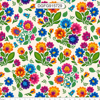 TECIDO TRICOLINE EXCLUSIVO 100% ALGODÃO - FOLK GARDEN - FLORAL - DGFG915729 TECIDO TRICOLINE EXCLUSIVO 100% ALGODÃO - FOLK GARDEN - FLORAL - DGFG915729