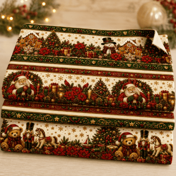 TECIDO TRICOLINE EXCLUSIVO 100% ALGODÃO - MAGIA DE NATAL - BARRADO - DGMN915012 TECIDO TRICOLINE EXCLUSIVO 100% ALGODÃO - MAGIA DE NATAL - BARRADO - DGMN915012