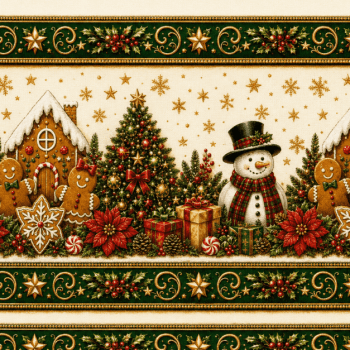 TECIDO TRICOLINE EXCLUSIVO 100% ALGODÃO - MAGIA DE NATAL - BARRADO - DGMN915012