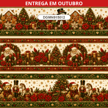 TECIDO TRICOLINE EXCLUSIVO 100% ALGODÃO - MAGIA DE NATAL - BARRADO - DGMN915012 TECIDO TRICOLINE EXCLUSIVO 100% ALGODÃO - MAGIA DE NATAL - BARRADO - DGMN915012